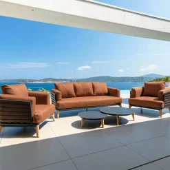 Divano da giardino in alluminio 2 posti Monte Carlo Grigio antracite e terracotta