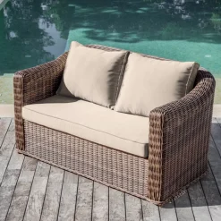 Divano da giardino in resina intrecciata 2 posti Calvi Seppia e tortora