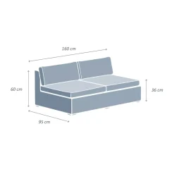 Divano da giardino in resina intrecciata 2 posti Palma Grigio e tortora
