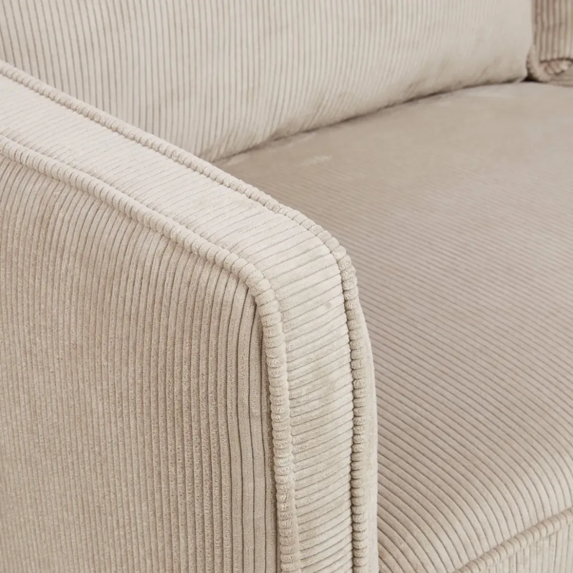 Divano diritto 2 posti in velluto a coste (169 cm) Owen Beige