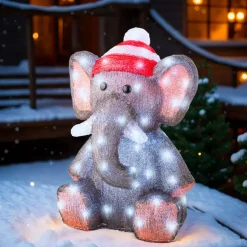 Elefante luminoso 70 LED (H46 cm) Lulu Bianco Freddo