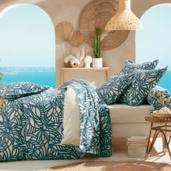 Federa cuscino a rullo cotone lavato (200 cm) Serena Blu
