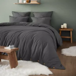 Federa cuscino a rullo flanella di cotone (L185 cm) Théa Grigio antracite