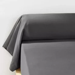 Federa cuscino a rullo flanella di cotone (L185 cm) Théa Grigio antracite