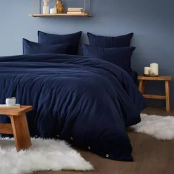 Federa cuscino a rullo flanella di cotone (L185 cm) Théa Blu notte