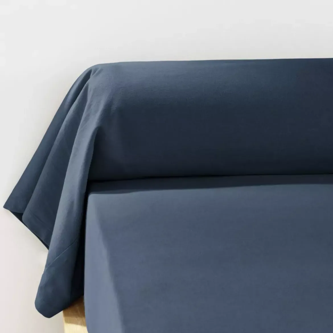 Federa cuscino a rullo flanella di cotone (L185 cm) Théa Blu notte