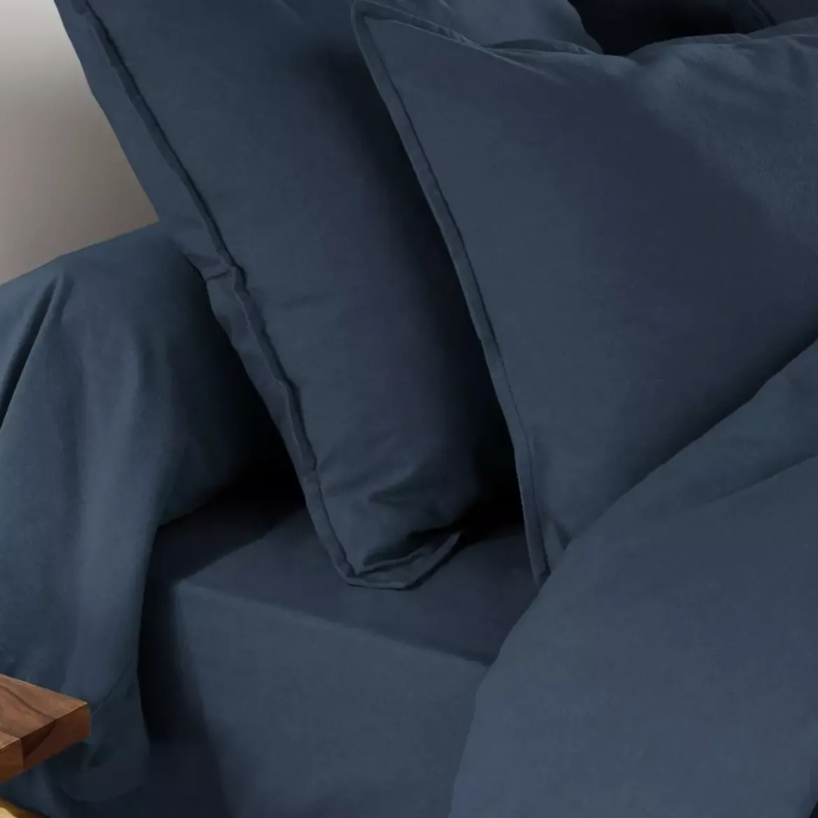 Federa cuscino a rullo flanella di cotone (L185 cm) Théa Blu notte