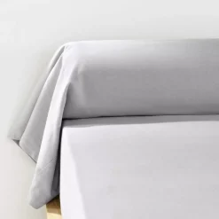 Federa cuscino a rullo flanella di cotone (L185 cm) Théa Grigio chiaro