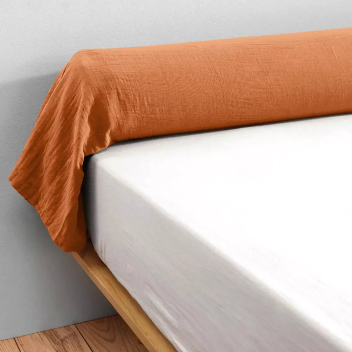 Federa cuscino a rullo garza di cotone (185 cm) Gaïa Albicocca