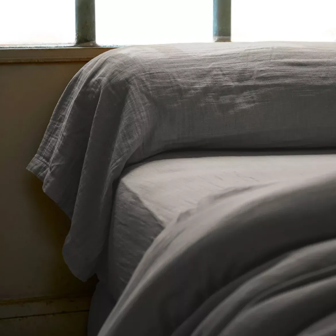 Federa cuscino a rullo garza di cotone (L185 cm) Gaïa Grigio granito