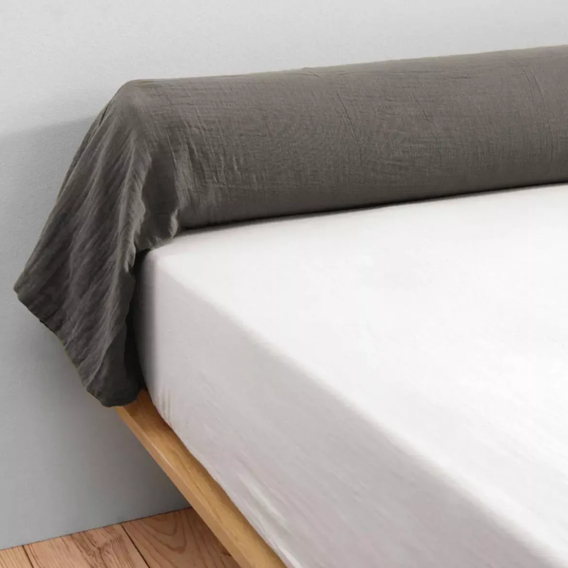 Federa cuscino a rullo garza di cotone (L185 cm) Gaïa Grigio granito