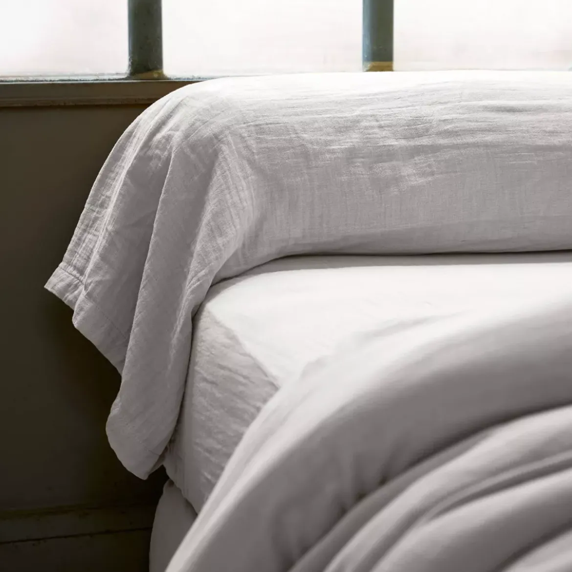 Federa cuscino a rullo garza di cotone (L185 cm) Gaïa Grigio nuvola