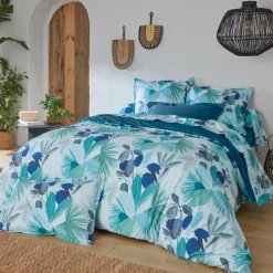 Federa cuscino a rullo in percalle di cotone (L200 cm) Moorea Blu