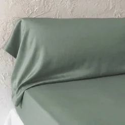 Federa cuscino a rullo in lyocell Tencel™ lavato (27 x 185 cm) Olivia Verde eucalipto