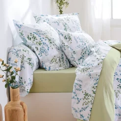 Federa cuscino a rullo in raso di cotone (L200 cm) Angèle Verde tiglio