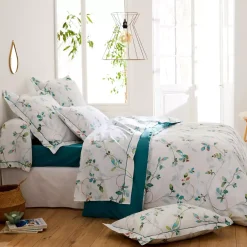 Federa cuscino a rullo percalle di cotone (L200 cm) Flâner Verde smeraldo