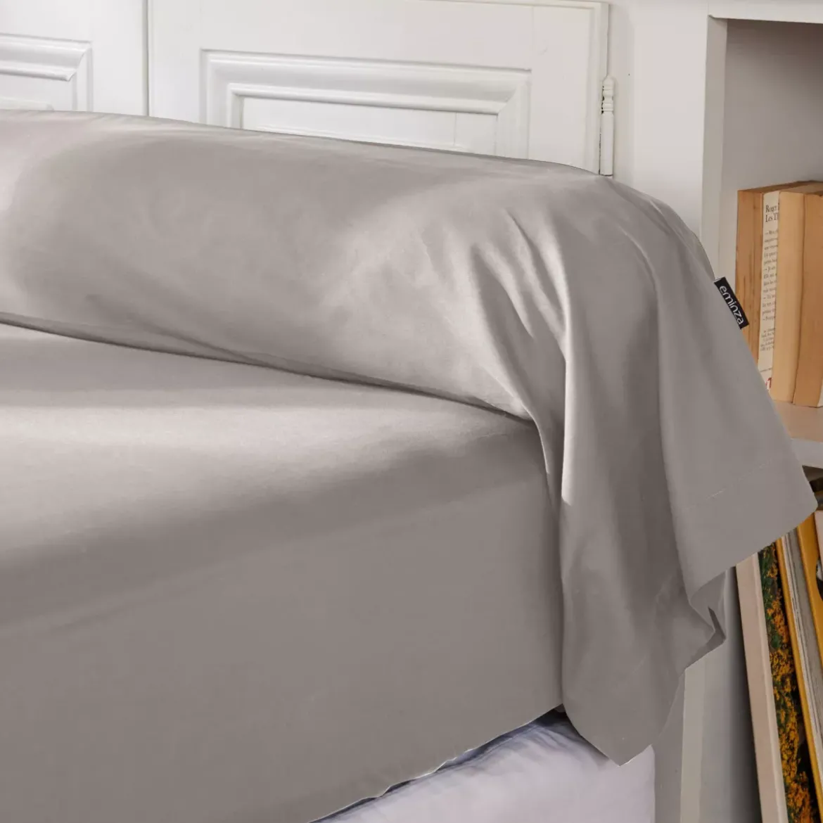 Federa cuscino a rullo percalle di cotone (L185 cm) Cali Grigio chiaro