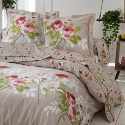 Federa cuscino a rullo raso di cotone (L200 cm) Roseraie Marrone