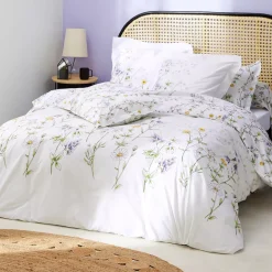 Federa cuscino letto quadrato cotone (65 x 65 cm) Foliflora Bianca
