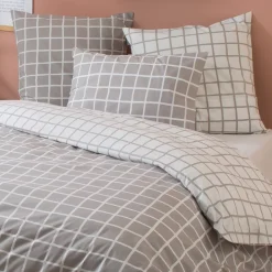 Federa cuscino letto quadrata in percalle di cotone (65 x 65 cm) Max Grigio