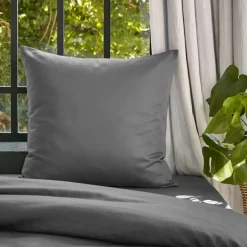Federa cuscino letto quadrato lyocell Tencel™ lavato (63 x 63 cm) Olivia Grigio granito