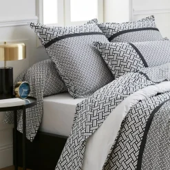Federa cuscino letto quadrata in percalle di cotone (65 x 65 cm) Riviera Grigia