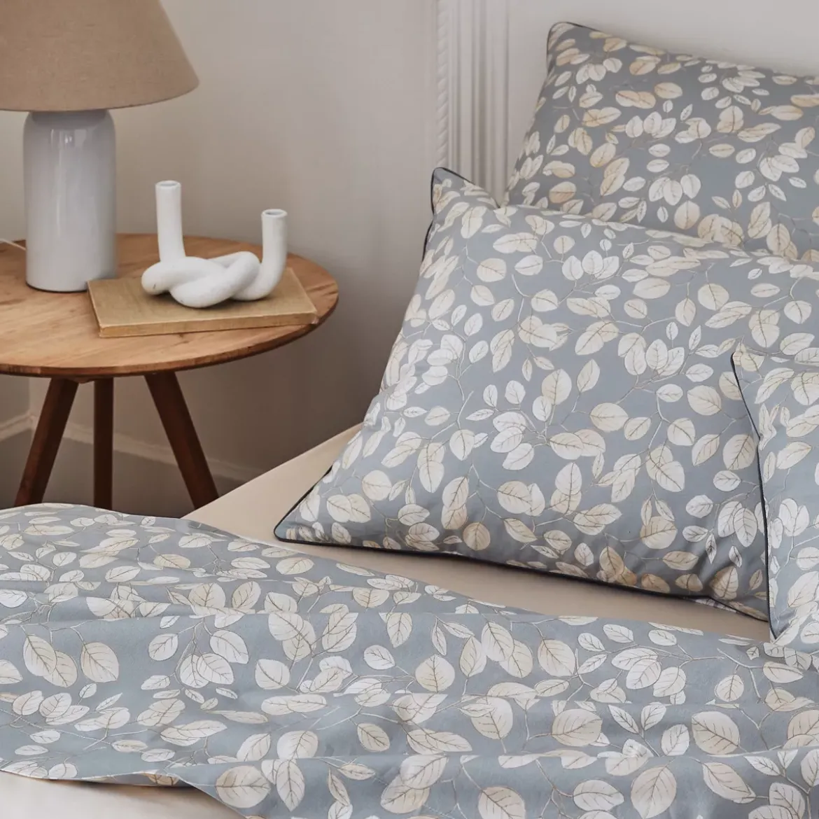 Federa cuscino letto rettangolare percalle di cotone (50 x 70 cm) Lison Grigia