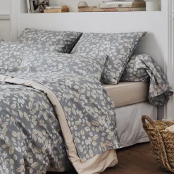 Federa cuscino letto rettangolare percalle di cotone (50 x 70 cm) Lison Grigia