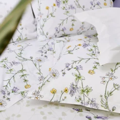 Federa cuscino letto rettangolare in cotone (50 x 70 cm) Foliflora Bianca