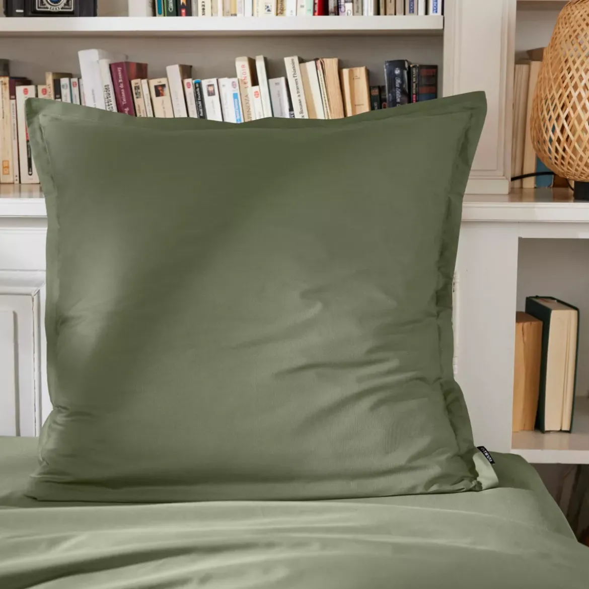 Federa cuscino quadrata in percalle di cotone (80 x 80 cm) Cali Verde rosmarino