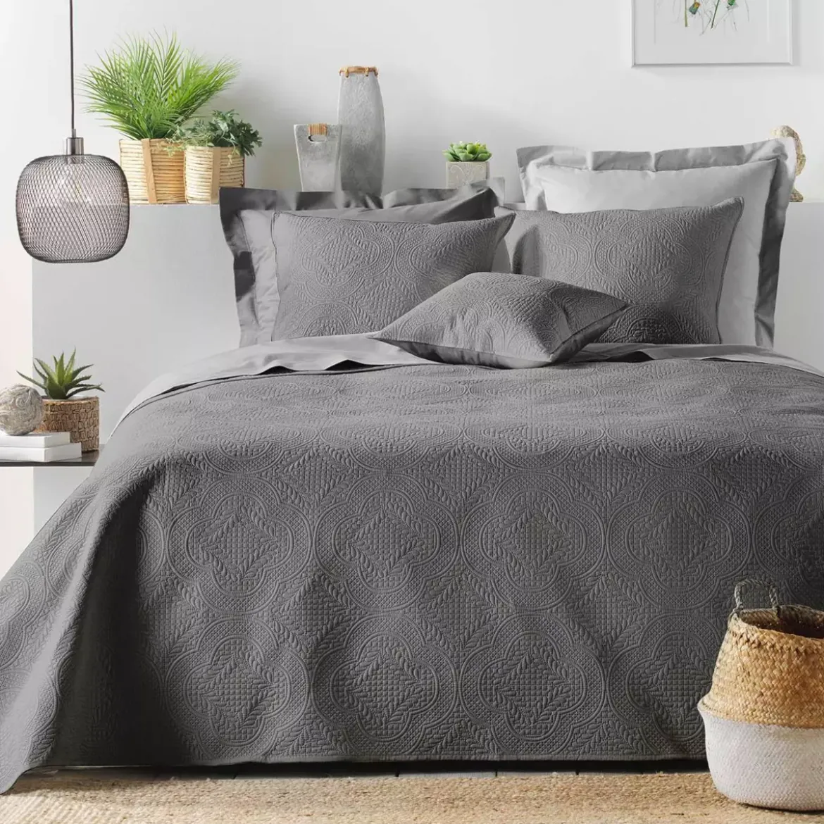 Federa cuscino quadrato (40 cm) Romane Grigio antracite