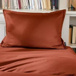 Federa cuscino rettangolare percalle di cotone (80 cm) Cali Terracotta