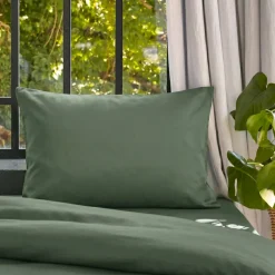 Federa cuscino rettangolare letto in lyocell Tencel™ lavato (50 x 70 cm) Olivia Verde rosmarino