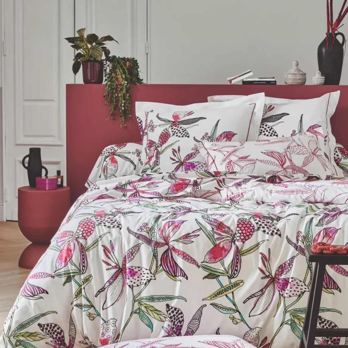 Federa per cuscino a rullo in cotone (L200 cm) Penelope Rosa