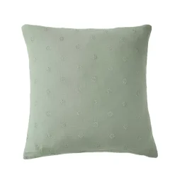 Federa per cuscino letto quadrata in garza di cotone (60 x 60 cm) Gaïa Boho Verde eucalipto