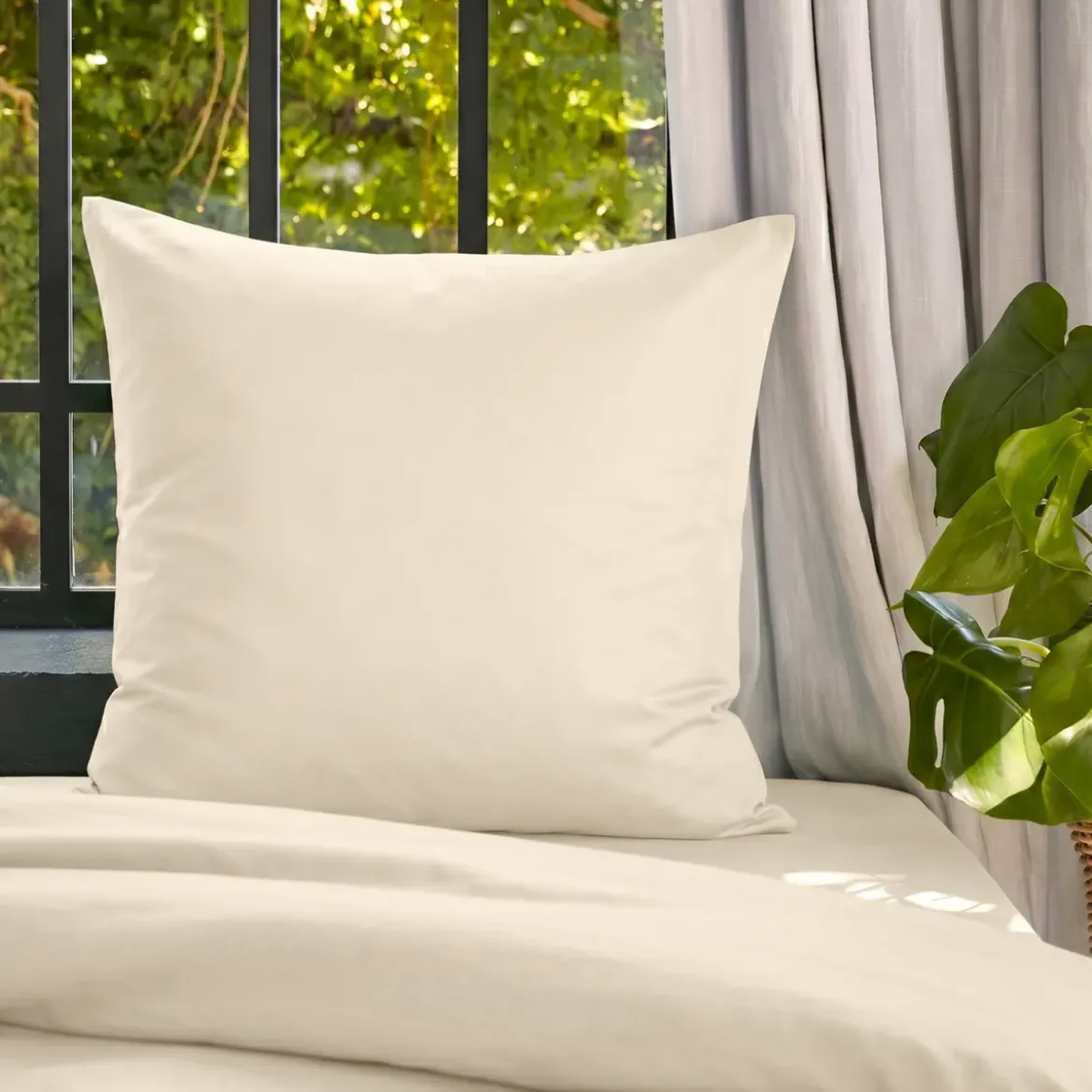 Federa per cuscino letto quadrata in lyocell Tencel™ lavato (63 x 63 cm) Olivia Beige pampa