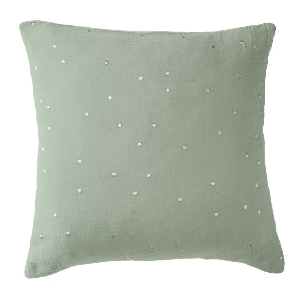 Federa per cuscino letto quadrata in garza di cotone (60 x 60 cm) Gaia Chic Verde eucalipto