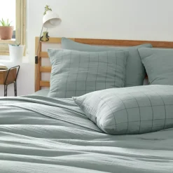 Federa per cuscino letto rettangolare in garza di cotone (50 x 70 cm) Gaia Match Verde eucalipto