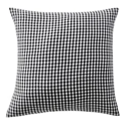 Federa per cuscino quadrata in garza di cotone (60 x 60 cm) Gaïa vichy Nera