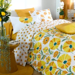 Federa per cuscino quadrato in percalle (63 x 63 cm) Blandine Giallo senape