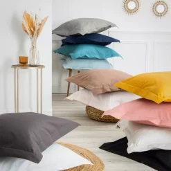 Federa per cuscino quadrata in percalle di cotone (80 x 80 cm) Cali Legno di rosa