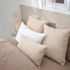 Federa per cuscino quadrata in garza di cotone (60 x 60 cm) Gaïa Vichy Corda