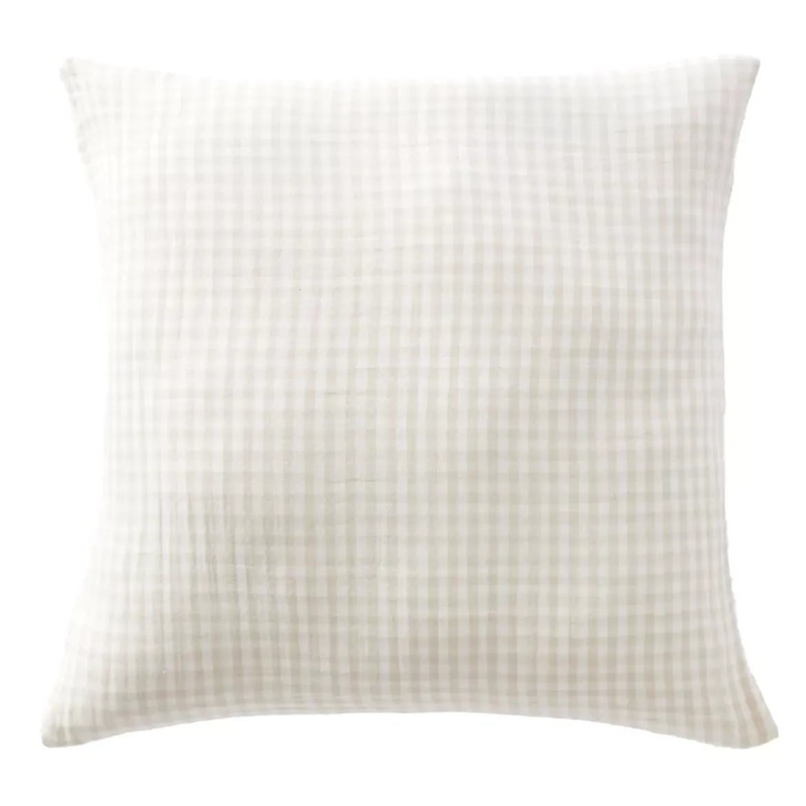 Federa per cuscino quadrata in garza di cotone (60 x 60 cm) Gaïa vichy Beige