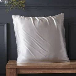 Federa per cuscino quadrata in seta di gelso (80 x 80 cm) Mizuki Grigio chiaro