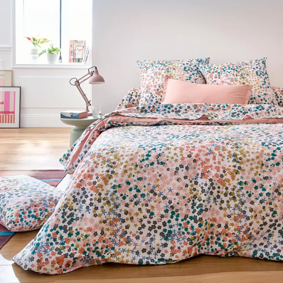 Federa per cuscino quadrata in percalle di cotone (65 x 65 cm) Lolita Multicolore