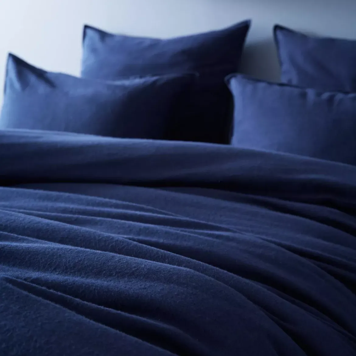 Federa per cuscino quadrata flanella di cotone (63 x 63 cm) Nina Blu navy