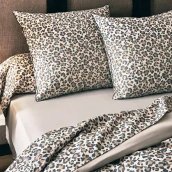 Federa per cuscino quadrata in percalle di cotone (65 x 65 cm) Leopardo Beige
