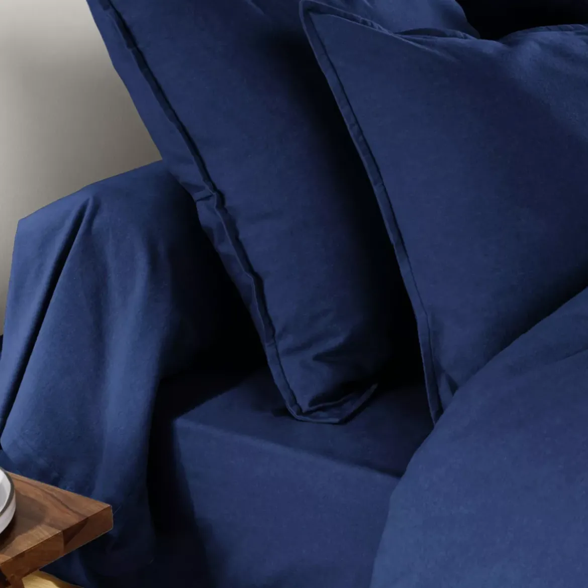 Federa per cuscino quadrata flanella di cotone (80 x 80 cm) Nina Blu navy