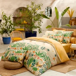 Federa per cuscino quadrata in percalle di cotone (65 x 65 cm) Calypso Giallo