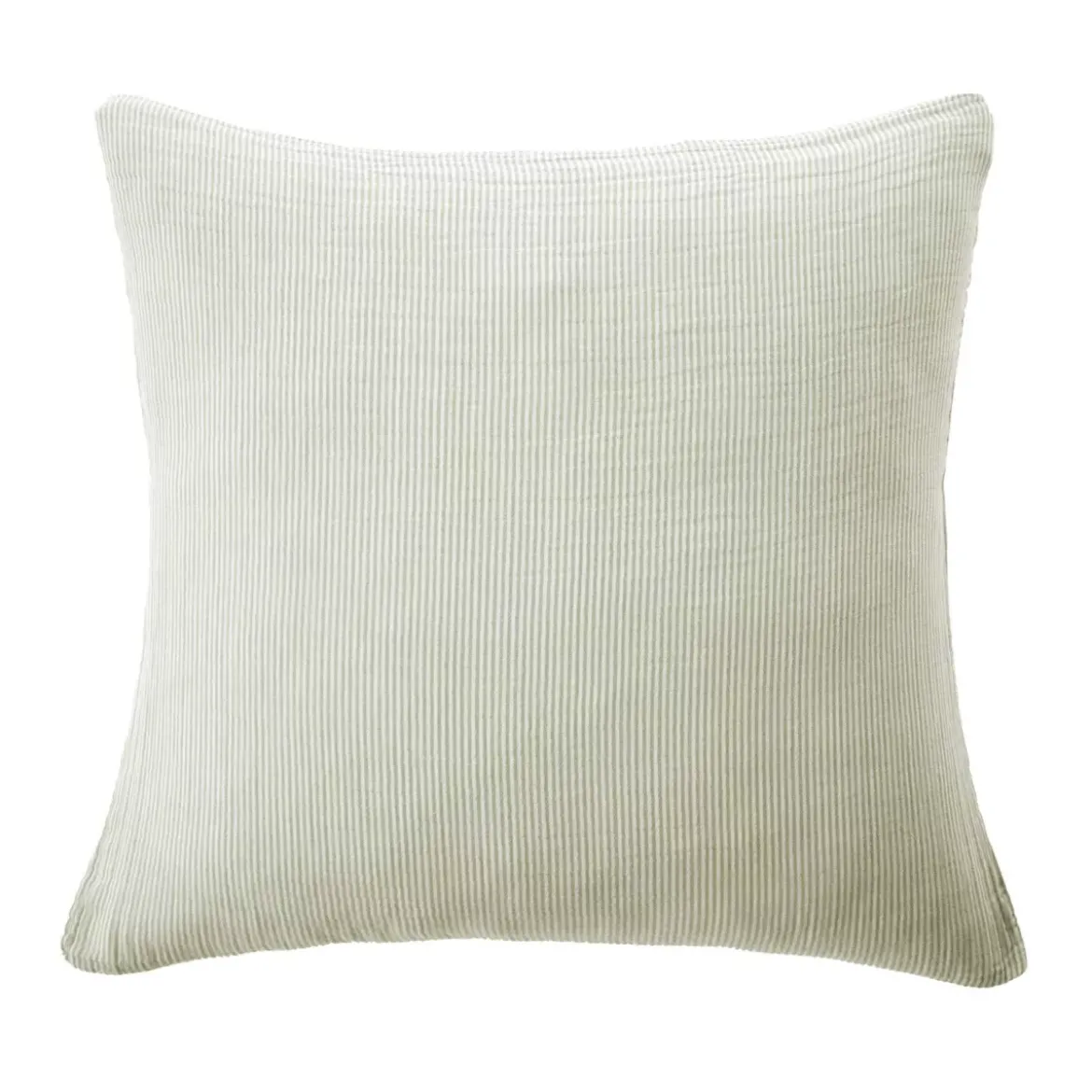 Federa per cuscino quadrata in garza di cotone (60 x 60 cm) Gaïa a righe Verde eucalipto